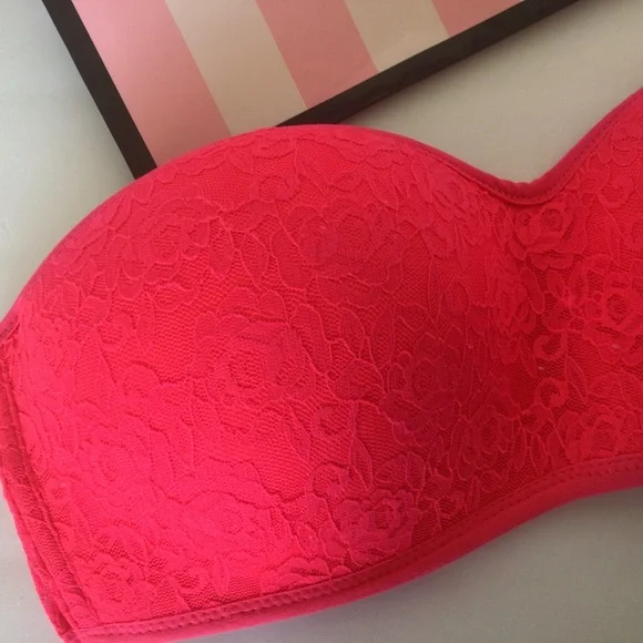 VICTORIAS SECRET PINK LACE BANDEAU BRA NWOT - Picture 3 of 8